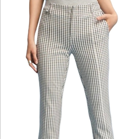 Anthropologie Essential Slim Pants in Plaid, Checked Windowpane Print Size 4 - Picture 2 of 11
